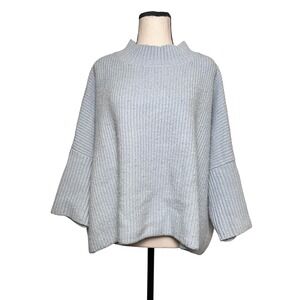 POL Oversized Pullover Sweater Icy Blue Mock Neck Womens Small Boho Lounge Cabin